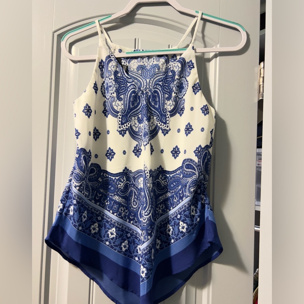 by & by Blue and White Paisley Blouse